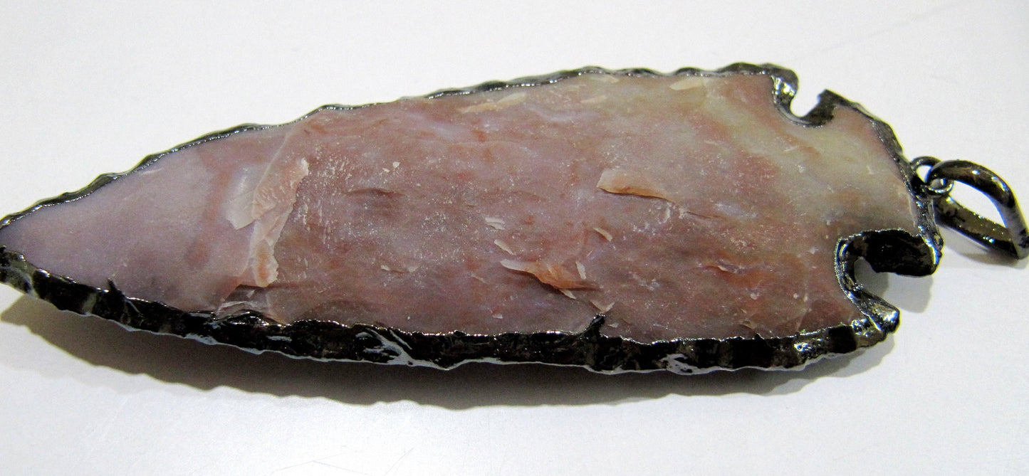 2 Piece Set Natural Jasper Black Oxidized Electroplated Edge Single Loop Arrowhead Connector Charms Pendant Size 4 to 5 Inches Long