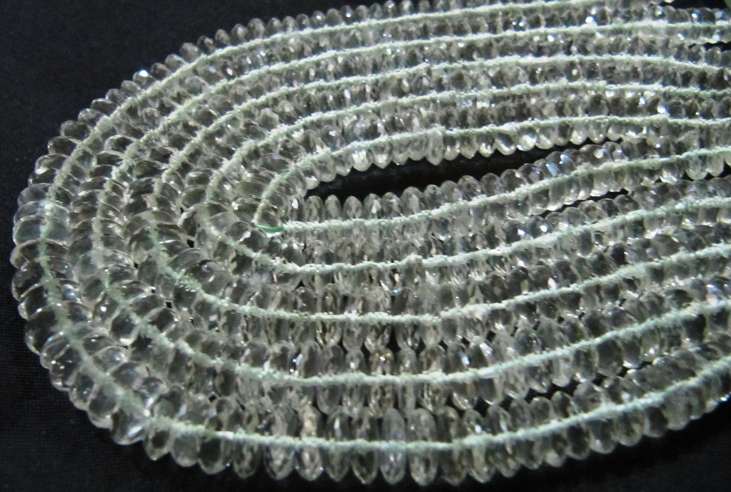 Natural Genuine Rock Crystal Quartz Faceted Gemstone Beads German Cut Rondelle Disc Shape Beads 6-9 mm Strand 8 inches long Graduated Beads
