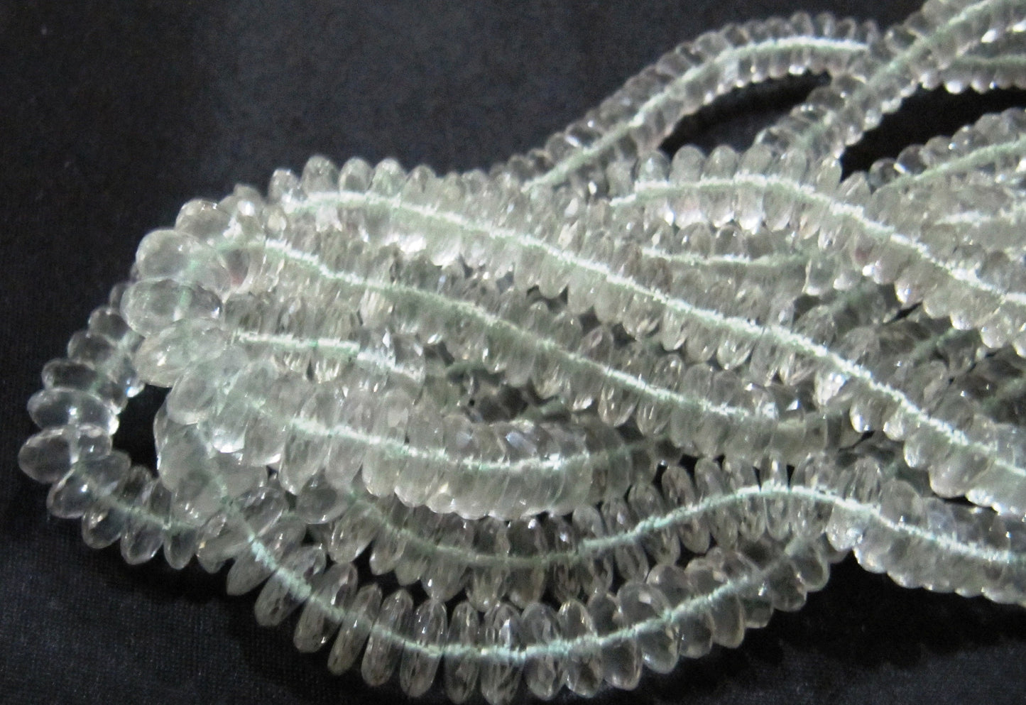 Natural Genuine Rock Crystal Quartz Faceted Gemstone Beads German Cut Rondelle Disc Shape Beads 6-9 mm Strand 8 inches long Graduated Beads
