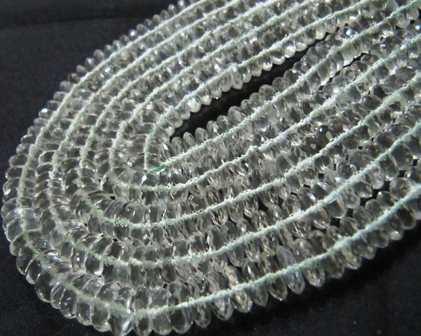 Natural Genuine Rock Crystal Quartz Faceted Gemstone Beads German Cut Rondelle Disc Shape Beads 6-9 mm Strand 8 inches long Graduated Beads