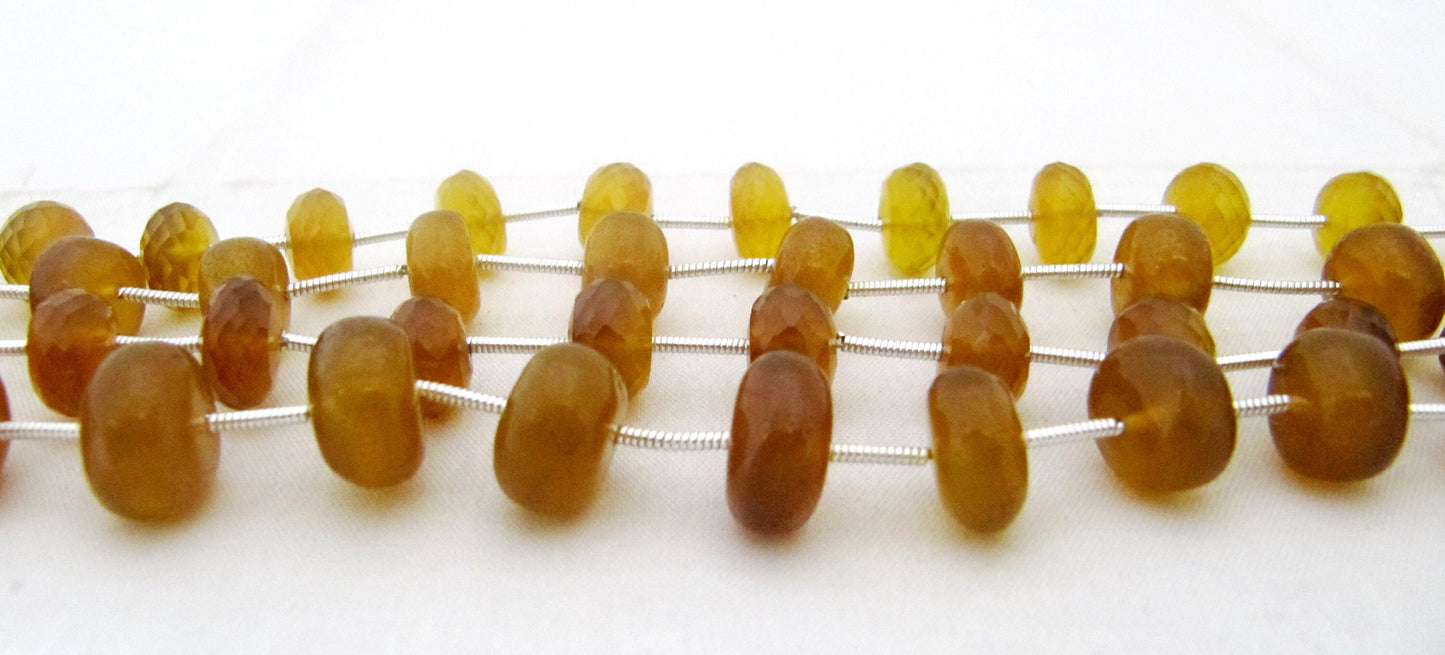 Natural Yellow Chalcedony Beads Rondelle Plain Smooth 10 to 12mm Size Beads Strand 9 inches long Yellow Color Gemstones Beads