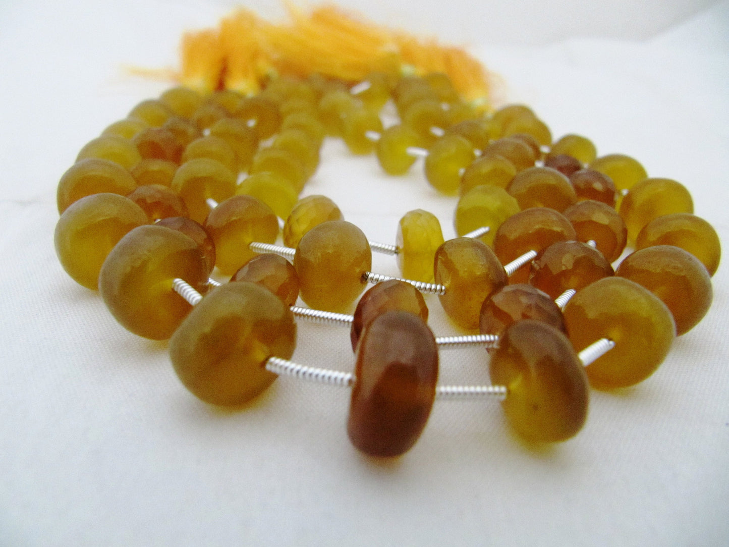 Natural Yellow Chalcedony Beads Rondelle Plain Smooth 10 to 12mm Size Beads Strand 9 inches long Yellow Color Gemstones Beads