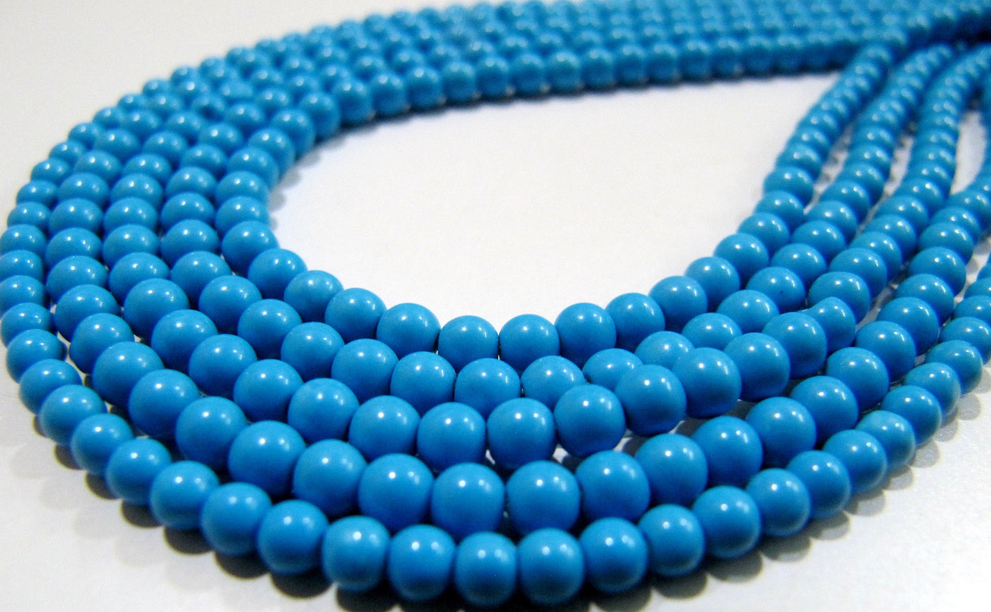 5 STRINGS- Lab Made Turquoise Beads / Smooth Round Shape Turquoise Beads / Size 3mm/ Sold per Strand 13 to 14 inch long/ Dark Blue Beads