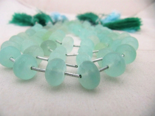 Natural Aqua Chalcedony Rondelle Faceted 10 to 12mm Size Beads Strand 9 inches long Aqua Color Gemstones Beads Wholesale Prices