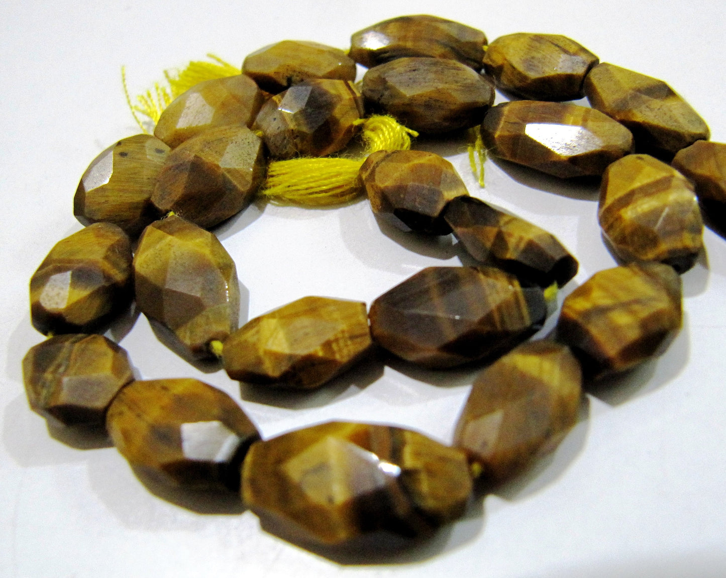 Natural Tiger Eye Oval Faceted Briolette Beads 7x9mm to 8x12mm Mani Shape Gemstone Beads Strands approx 13 inch long sold per Strand