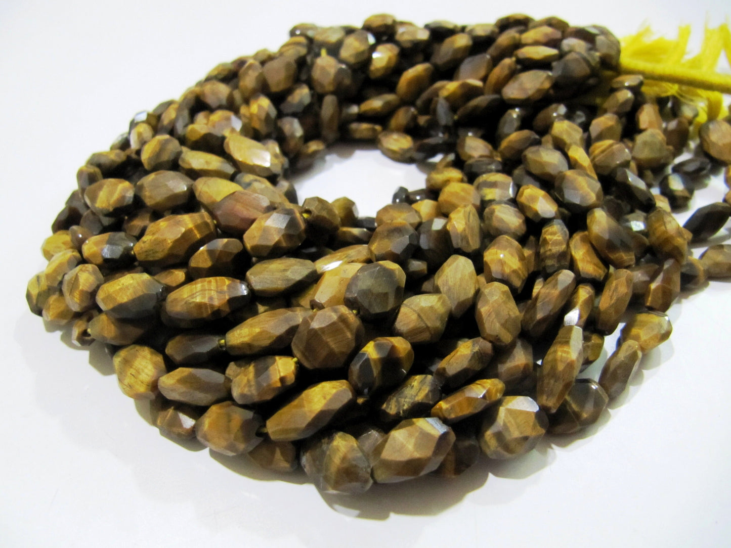Natural Tiger Eye Oval Faceted Briolette Beads 7x9mm to 8x12mm Mani Shape Gemstone Beads Strands approx 13 inch long sold per Strand