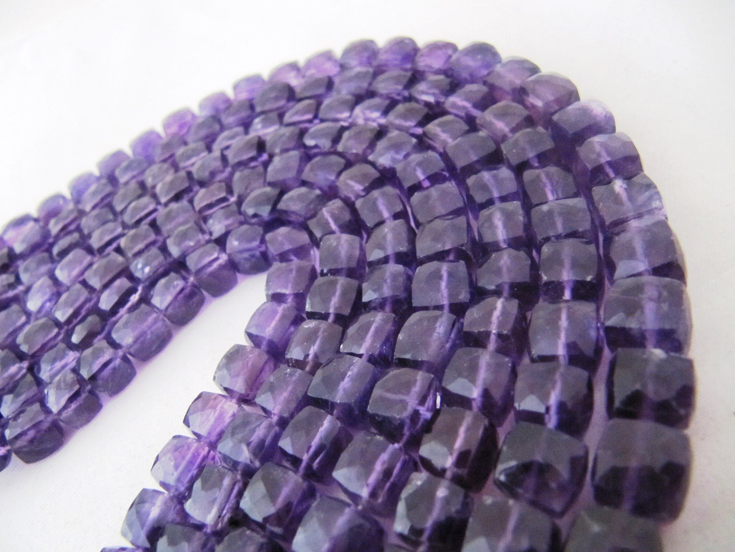 AAA Quality African Amethyst 3D Cube Beads 6 to 8mm Size Faceted Box Shape Beads sold per strand 8 inches long Cube Gemstone Beads Wholesale