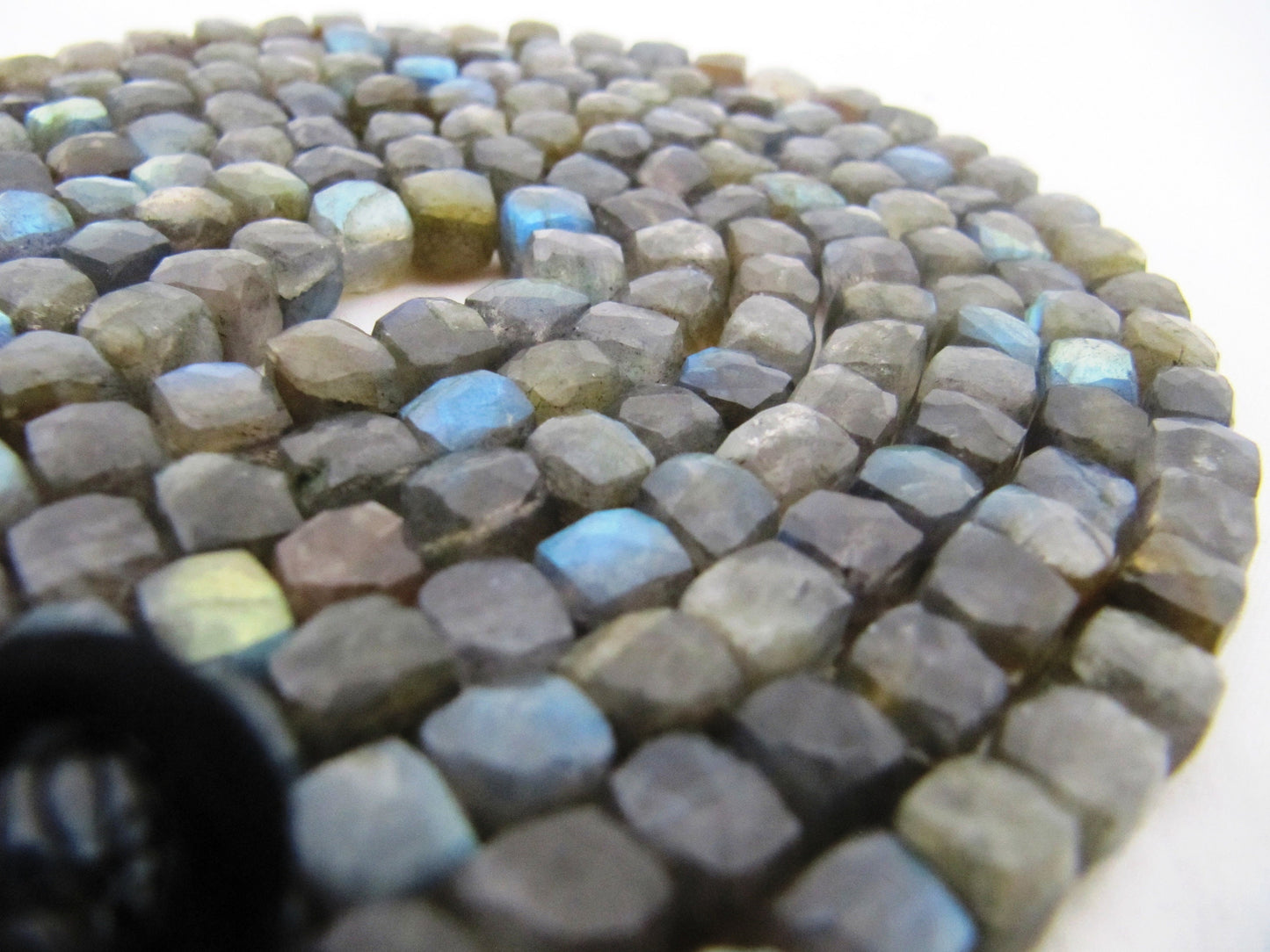 Natural Labradorite 3D Cube Beads 6 to 8mm Faceted Box Shape Beads Sold per strand 8 inches long Blue Flashy Gemstone Beads Wholesale Prices