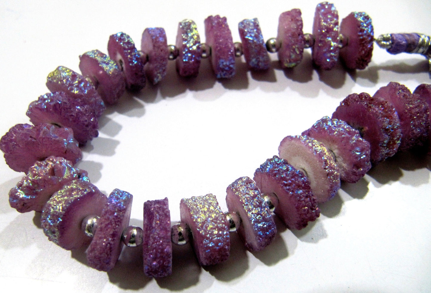 Beautiful Purple Solar Quartz Disc Beads Earth Magic Stones 15 to20mm Strand 8inches 30 to35 Beads Rich Mystic Purple Designer Jewelry beads