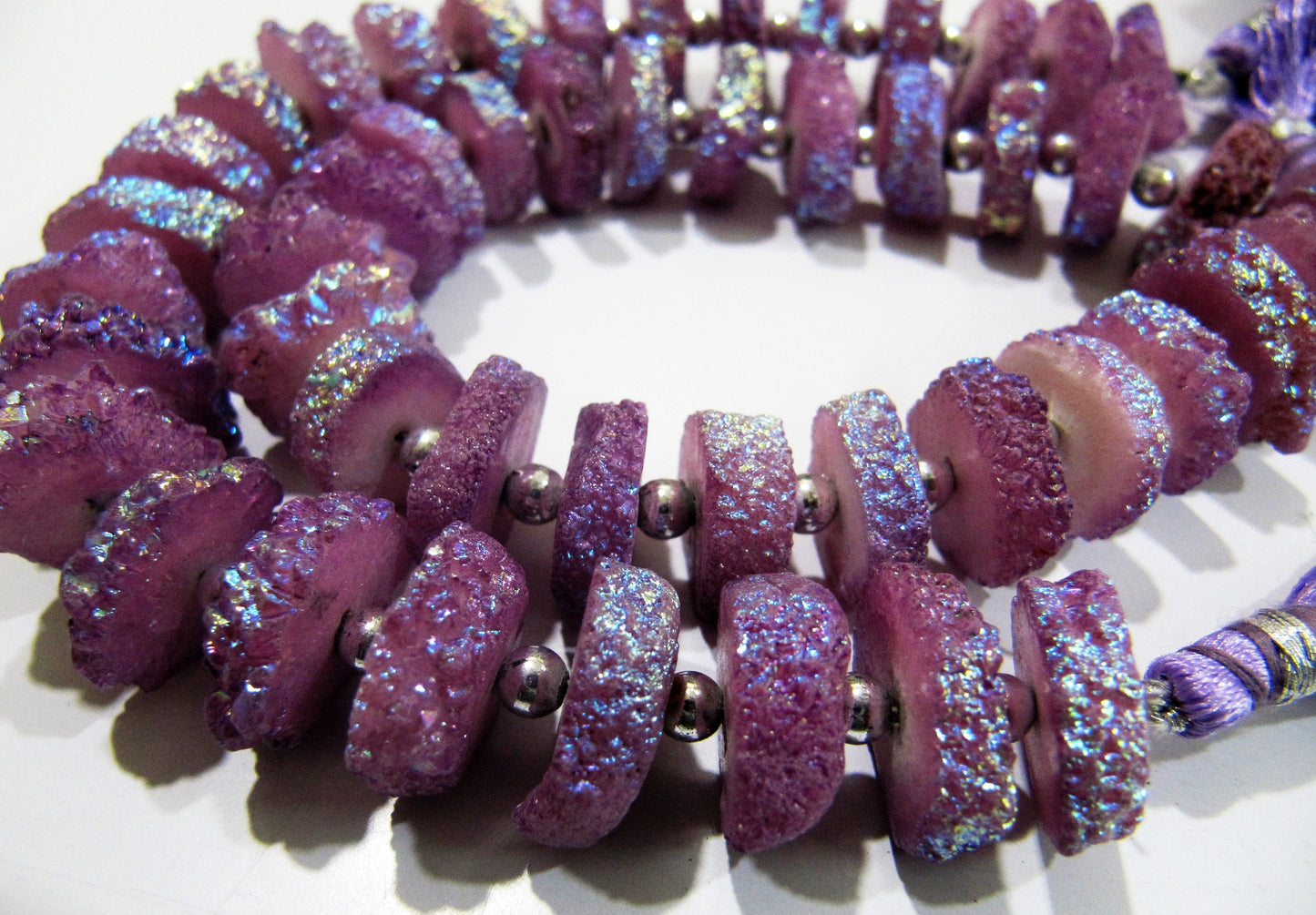 Beautiful Purple Solar Quartz Disc Beads Earth Magic Stones 15 to20mm Strand 8inches 30 to35 Beads Rich Mystic Purple Designer Jewelry beads