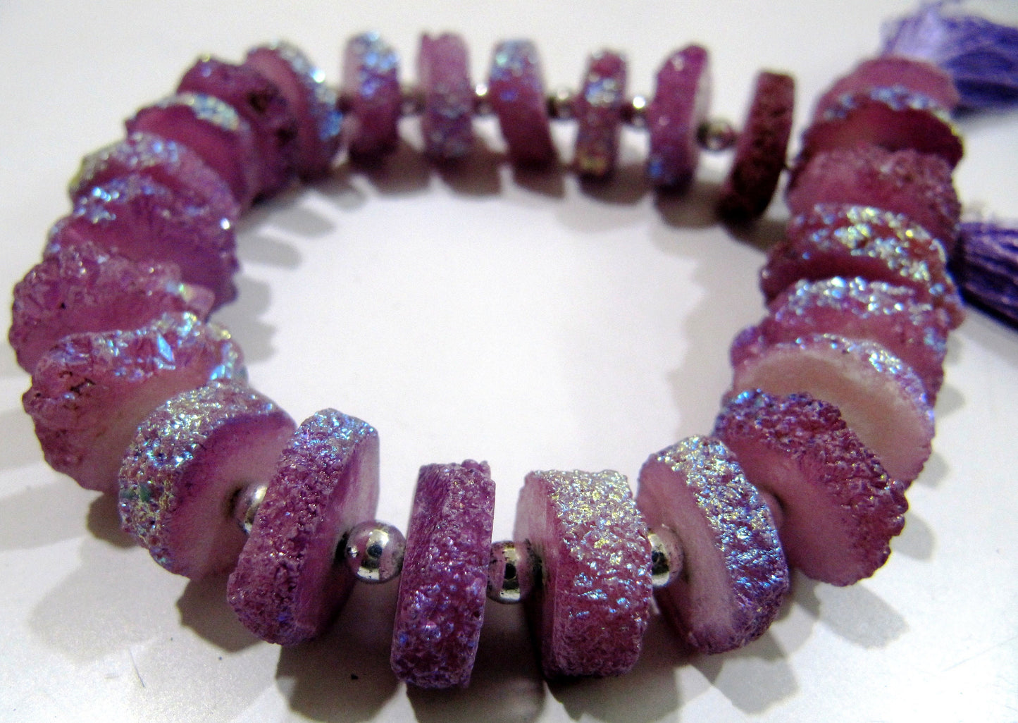 Beautiful Purple Solar Quartz Disc Beads Earth Magic Stones 15 to20mm Strand 8inches 30 to35 Beads Rich Mystic Purple Designer Jewelry beads