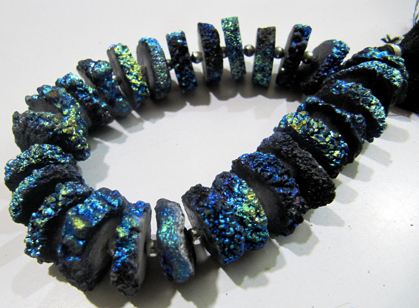 Royal Blue Color Solar Quartz Slice Beads, Disc Sparkling approx. 20mm Size Beads, Length 8 inches Druzy Beads Lunar Sparkle Magic