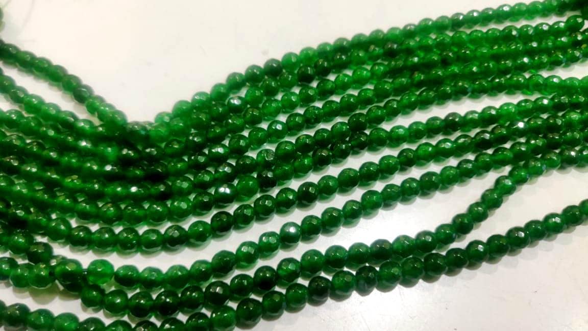 AAA Quality Natural Green Jade Round Faceted Ball Shape , 6mm Size Beads , Strand 14 inches long , Green Jade Gemstone Beads Wholesale Rate