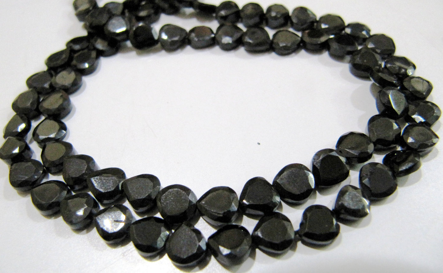 Natural Black Spinel Heart Shape Faceted Beads 5 to 6mm Strands 13inch long  Semi Precious Fancy Shape beads sold Per Strand Wholesale Rates