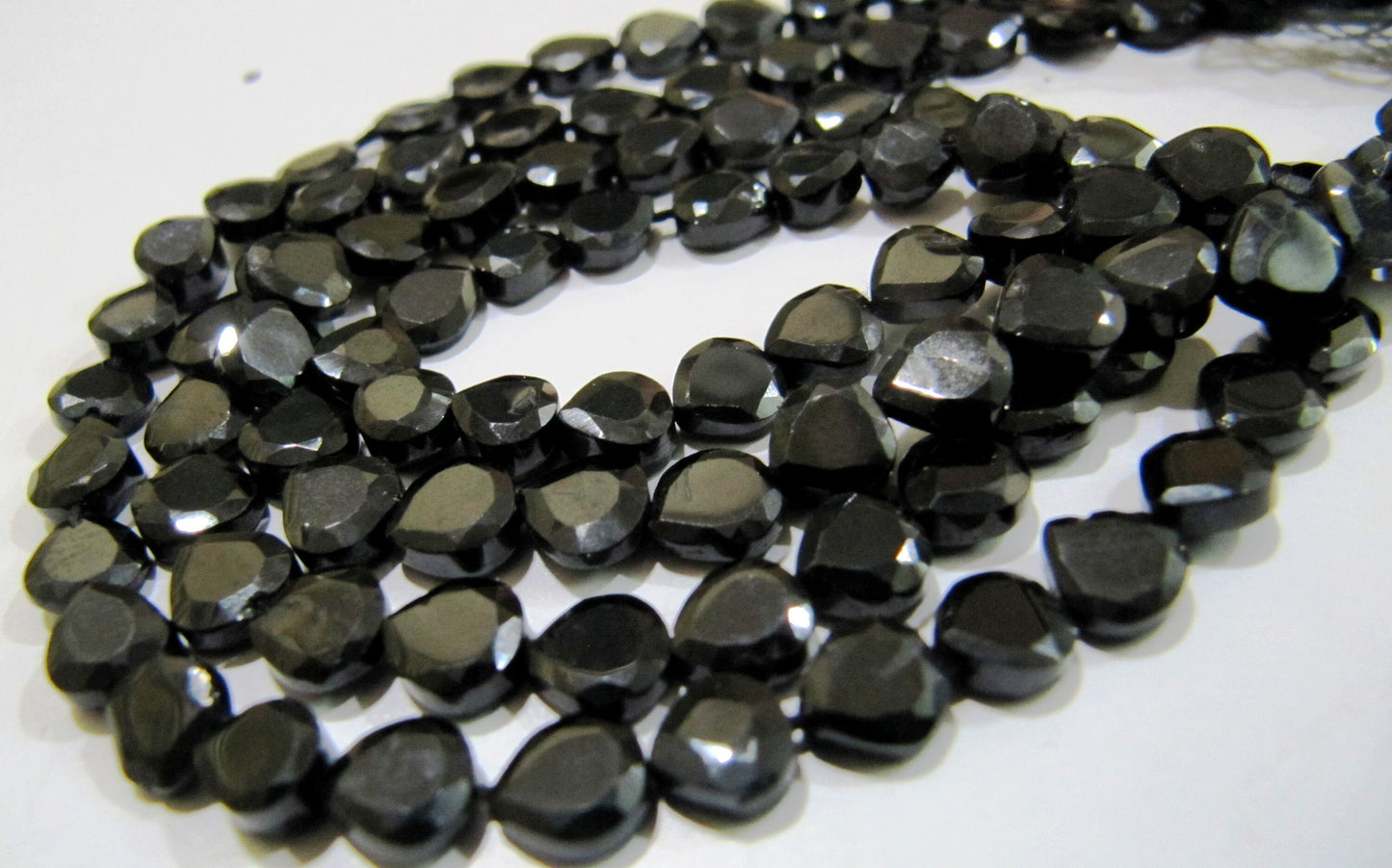 Natural Black Spinel Heart Shape Faceted Beads 5 to 6mm Strands 13inch long  Semi Precious Fancy Shape beads sold Per Strand Wholesale Rates