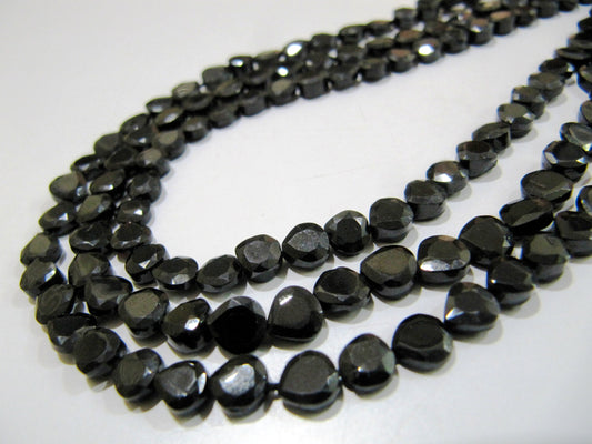 Natural Black Spinel Heart Shape Faceted Beads 5 to 6mm Strands 13inch long  Semi Precious Fancy Shape beads sold Per Strand Wholesale Rates