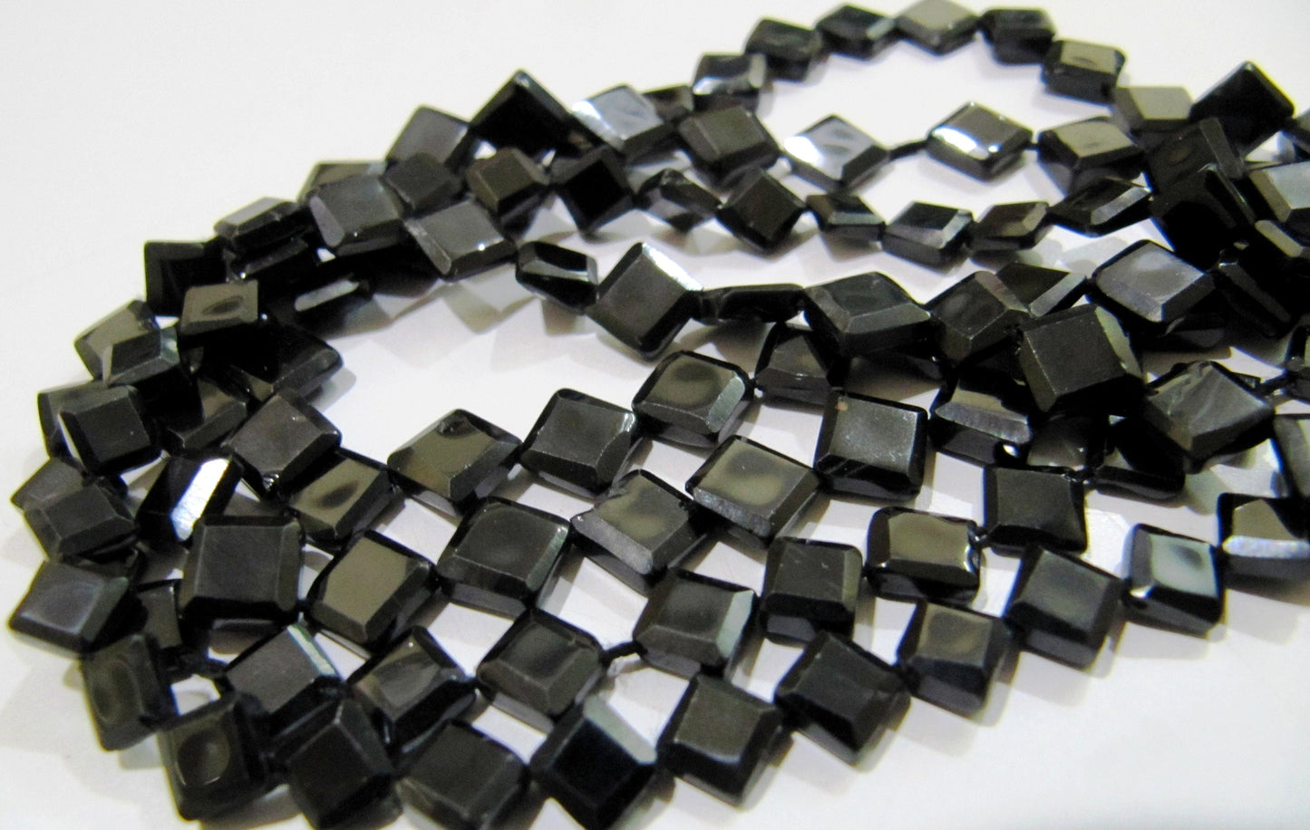 Natural Black Spinel Square Shape Faceted Beads 5 to 7mm Strand 13 inch long Semi Precious Fancy Shape beads sold Per Strand Wholesale Rates