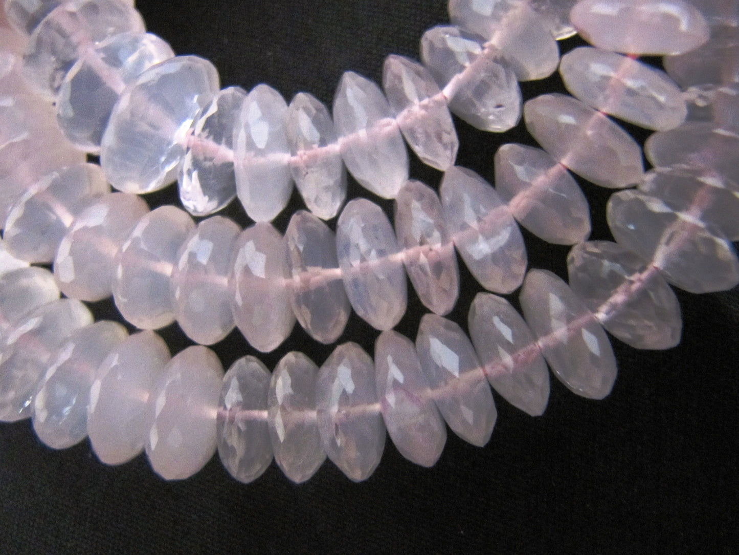 Natural Rose Quartz Gemstone German Cut Rondelle Faceted 7 to 12mm Beads sold per Strand 8 inches long Graduated Beads Wholesale Prices