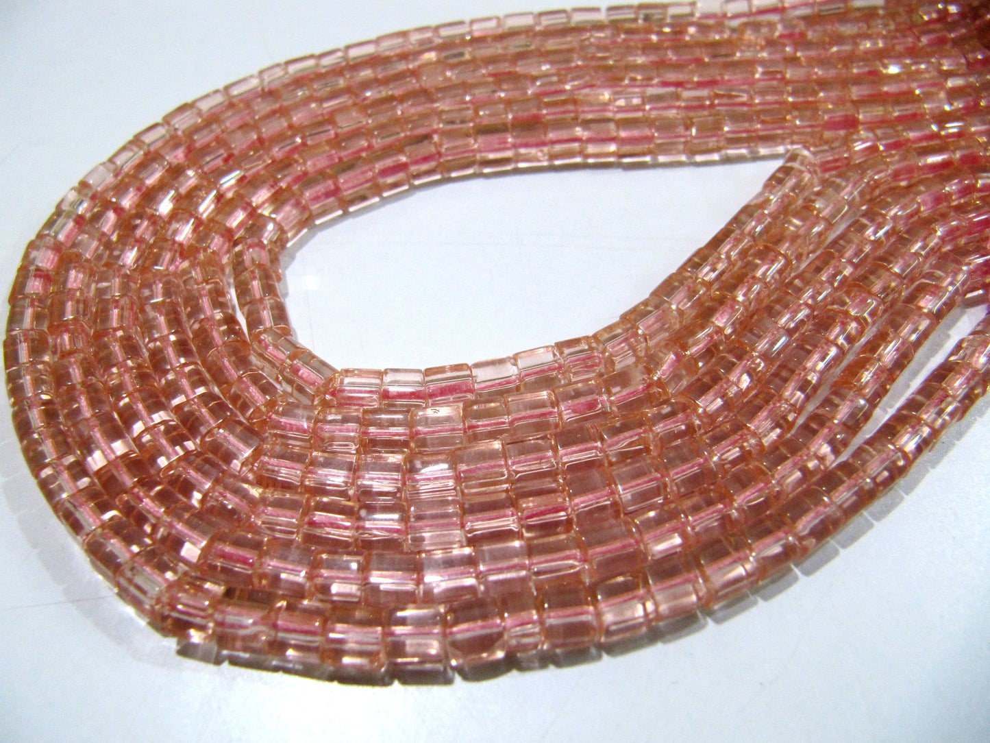 AAA Quality Rose Quartz Cube Beads 5mm Size Smooth Box Shape Beads Length 10 inches long Hydro Quartz Beads Wholesale Prices