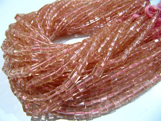 AAA Quality Rose Quartz Cube Beads 5mm Size Smooth Box Shape Beads Length 10 inches long Hydro Quartz Beads Wholesale Prices