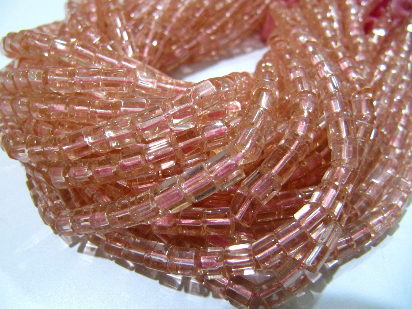 AAA Quality Rose Quartz Cube Beads 5mm Size Smooth Box Shape Beads Length 10 inches long Hydro Quartz Beads Wholesale Prices