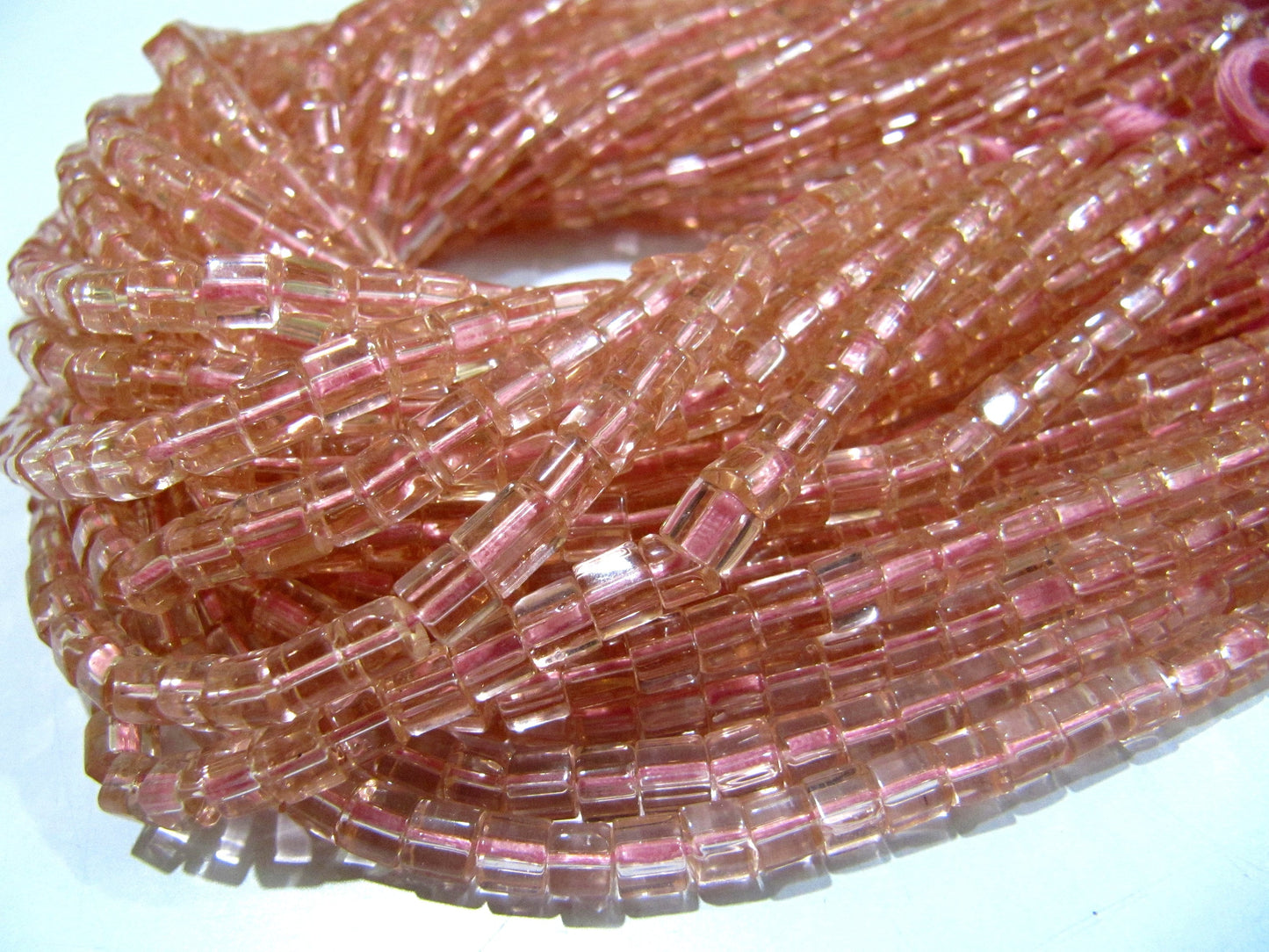 AAA Quality Rose Quartz Cube Beads 5mm Size Smooth Box Shape Beads Length 10 inches long Hydro Quartz Beads Wholesale Prices