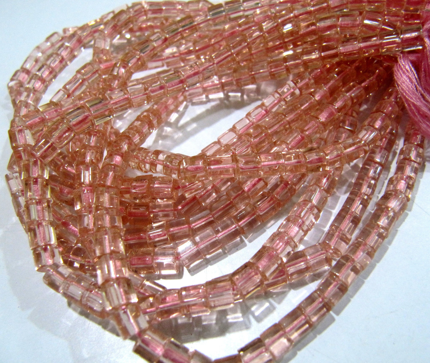 AAA Quality Rose Quartz Cube Beads 5mm Size Smooth Box Shape Beads Length 10 inches long Hydro Quartz Beads Wholesale Prices
