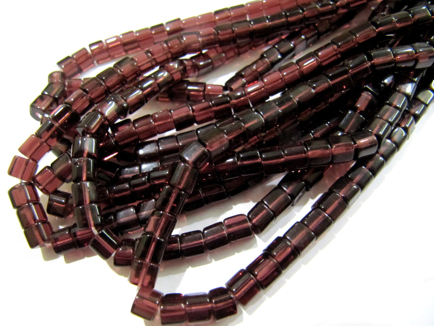 Finest Quality Rhodolite Garnet Color Cube Beads 5mm Size Smooth Box Shape Beads Length 10 inches long Hydro Quartz Beads Wholesale Prices