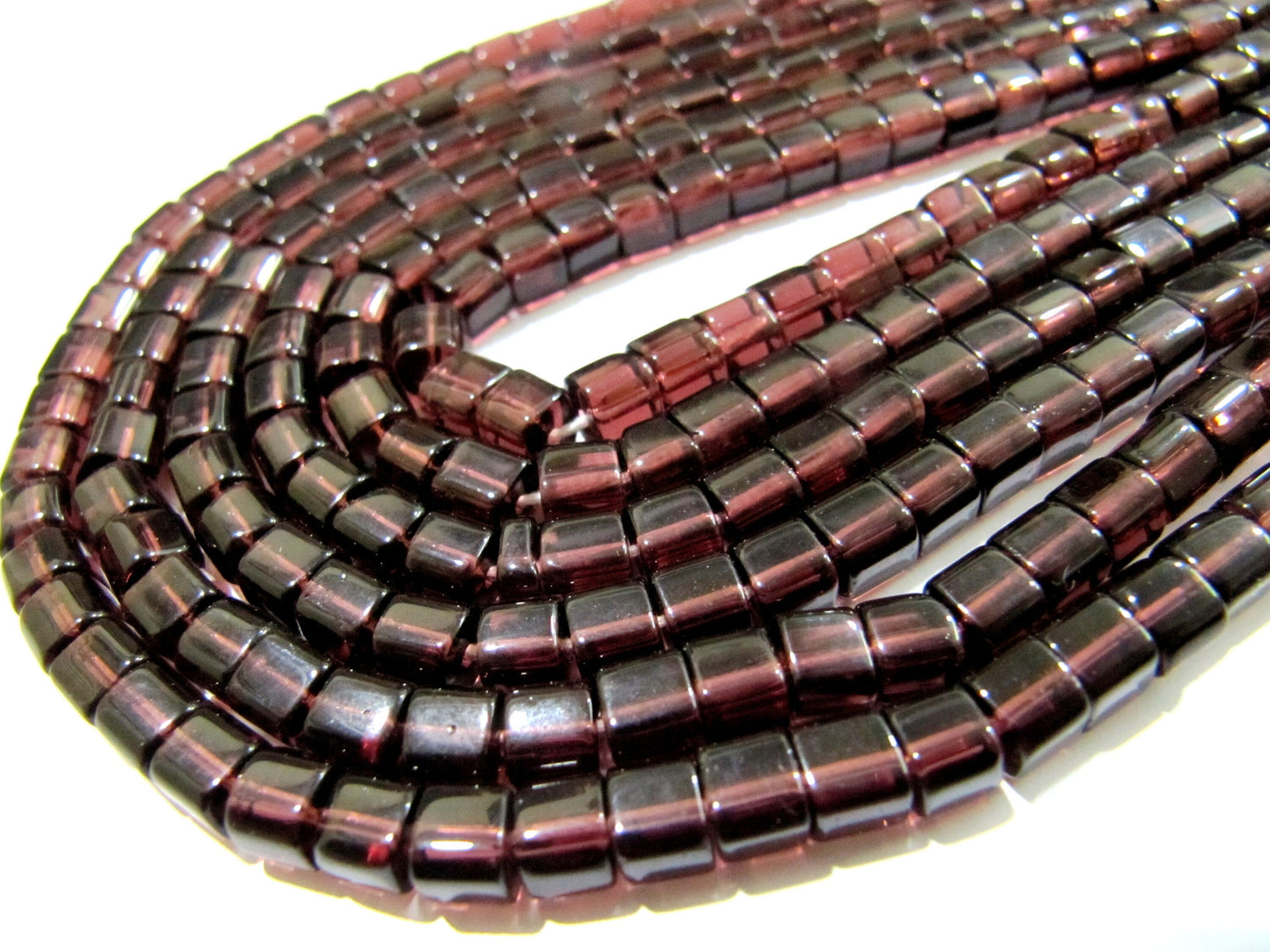 Finest Quality Rhodolite Garnet Color Cube Beads 5mm Size Smooth Box Shape Beads Length 10 inches long Hydro Quartz Beads Wholesale Prices