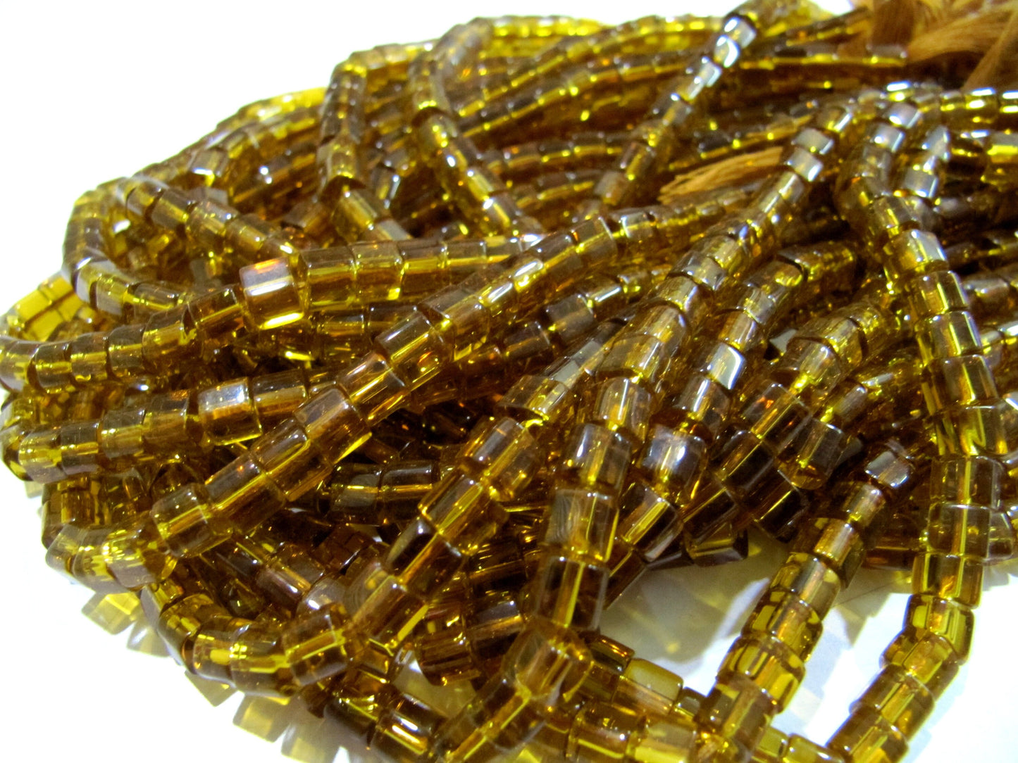 Best Quality Citrine Color Hydro Quartz  Cube shape Beads 5mm Smooth Box Shape Beads sold per strand 10 inches long  Wholesale Prices