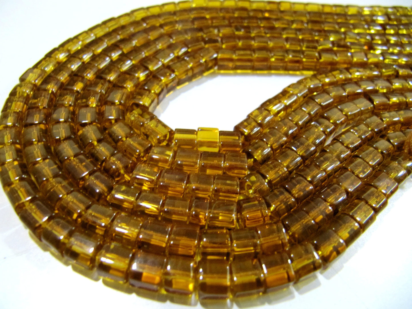 Best Quality Citrine Color Hydro Quartz  Cube shape Beads 5mm Smooth Box Shape Beads sold per strand 10 inches long  Wholesale Prices