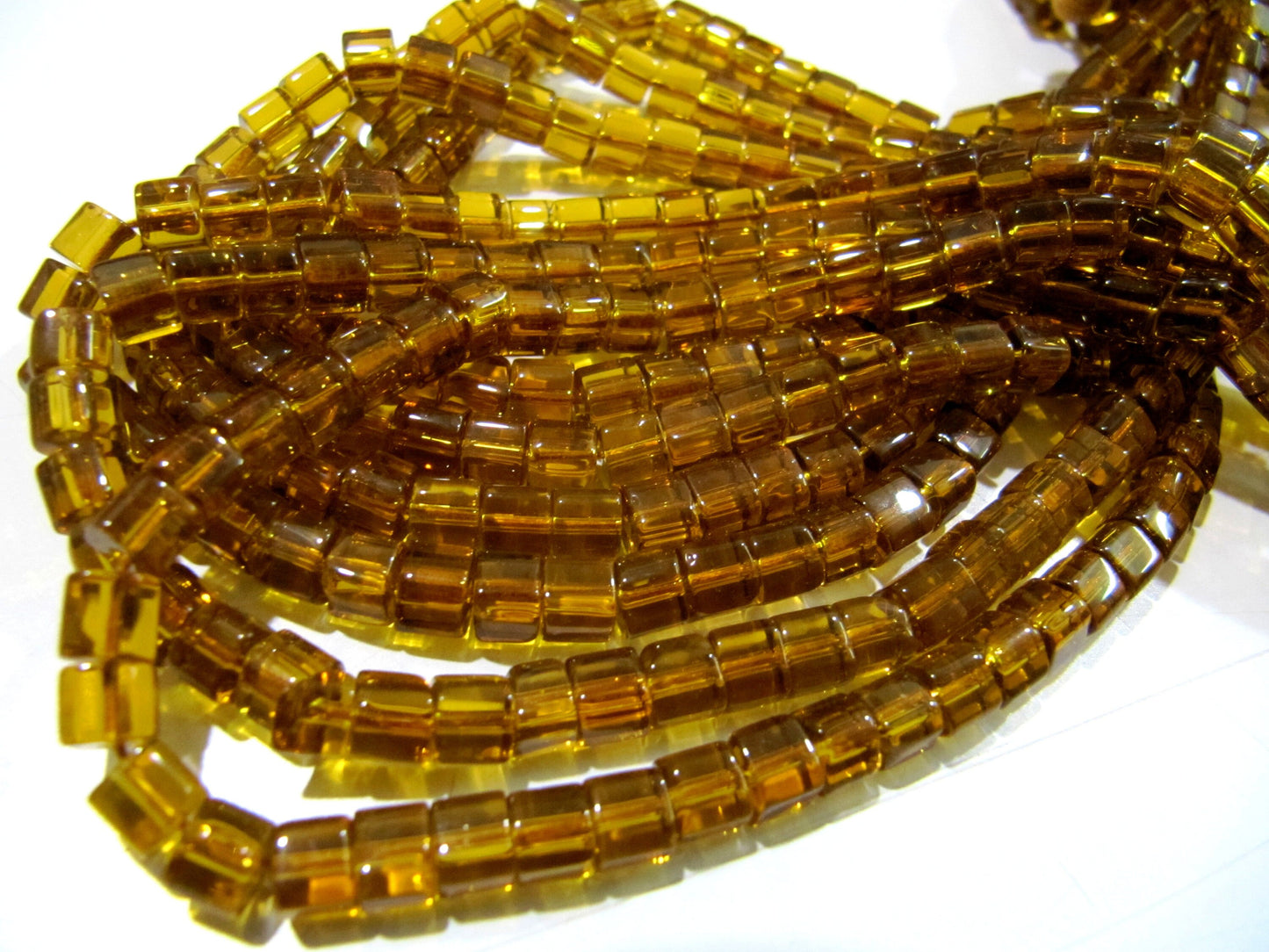 Best Quality Citrine Color Hydro Quartz  Cube shape Beads 5mm Smooth Box Shape Beads sold per strand 10 inches long  Wholesale Prices