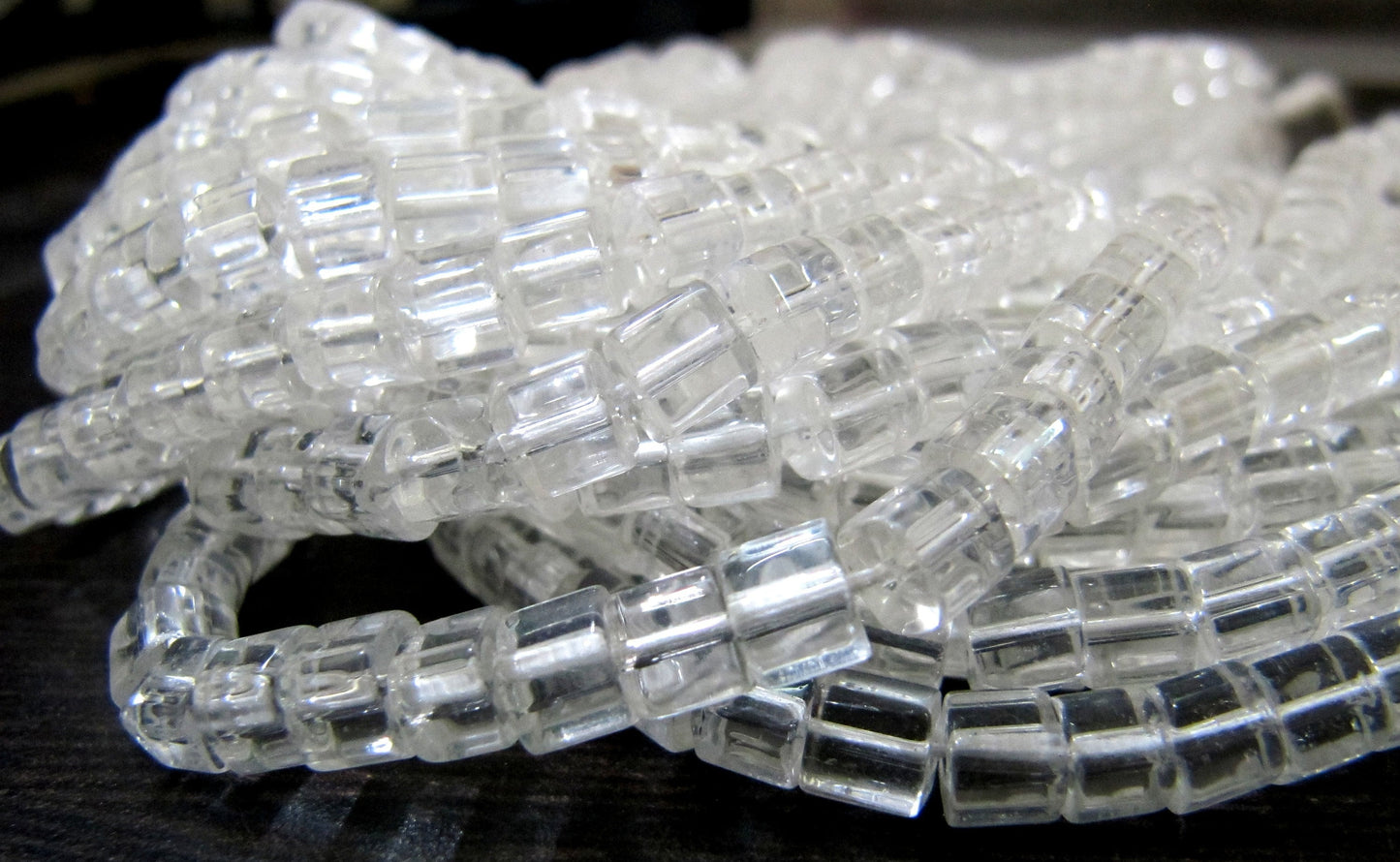 AAA Quality White Crystal Cube Beads 5mm Size Smooth Box Shape Beads Length 10 inches long Hydro Quartz Beads Wholesale Prices