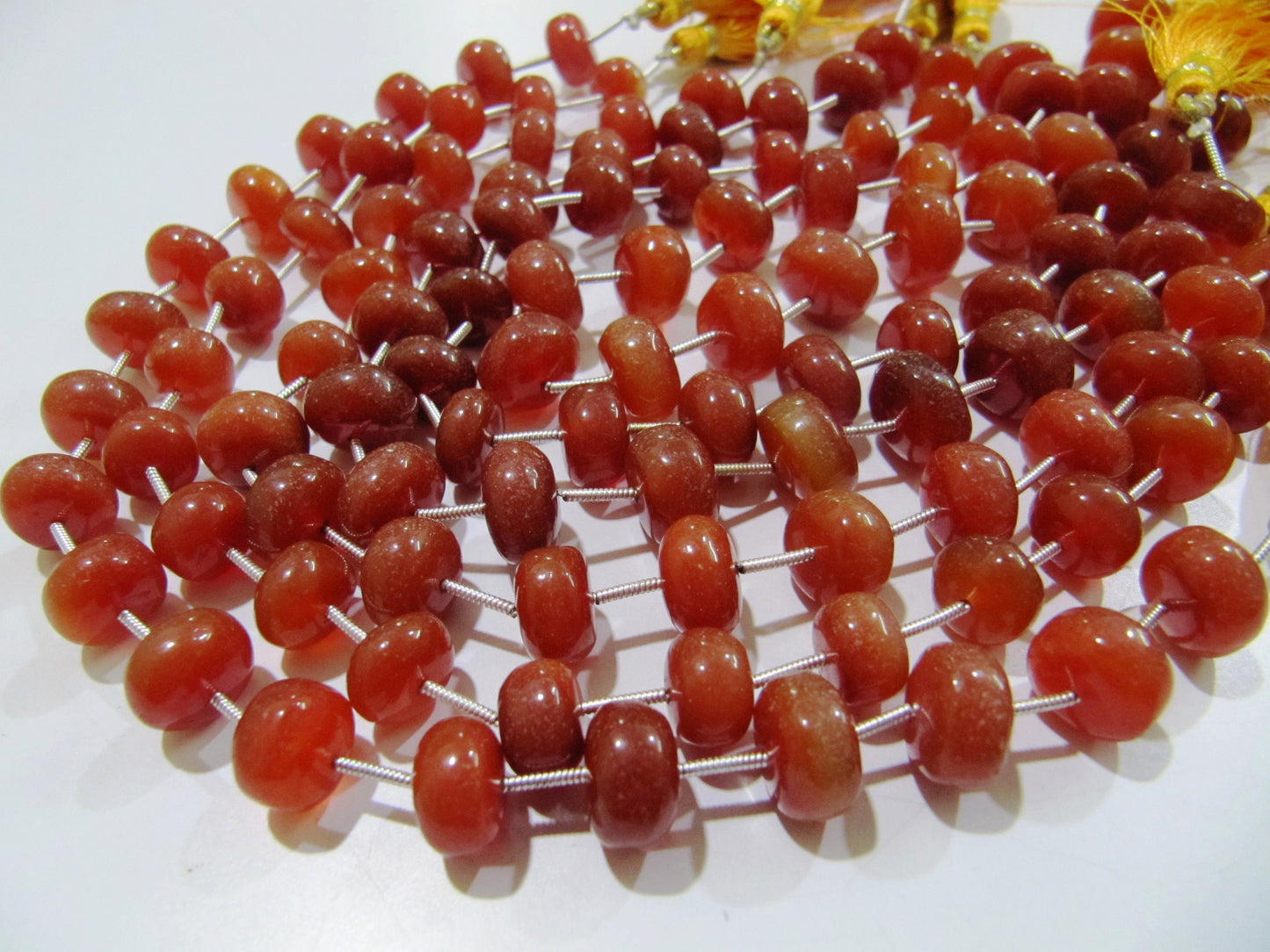 Natural Red Chalcedony Smooth Plain Rondelle  Smooth Beads Size 10 to 12mm Strand 9 inch long Red Onyx Gemstone Wholesale Price