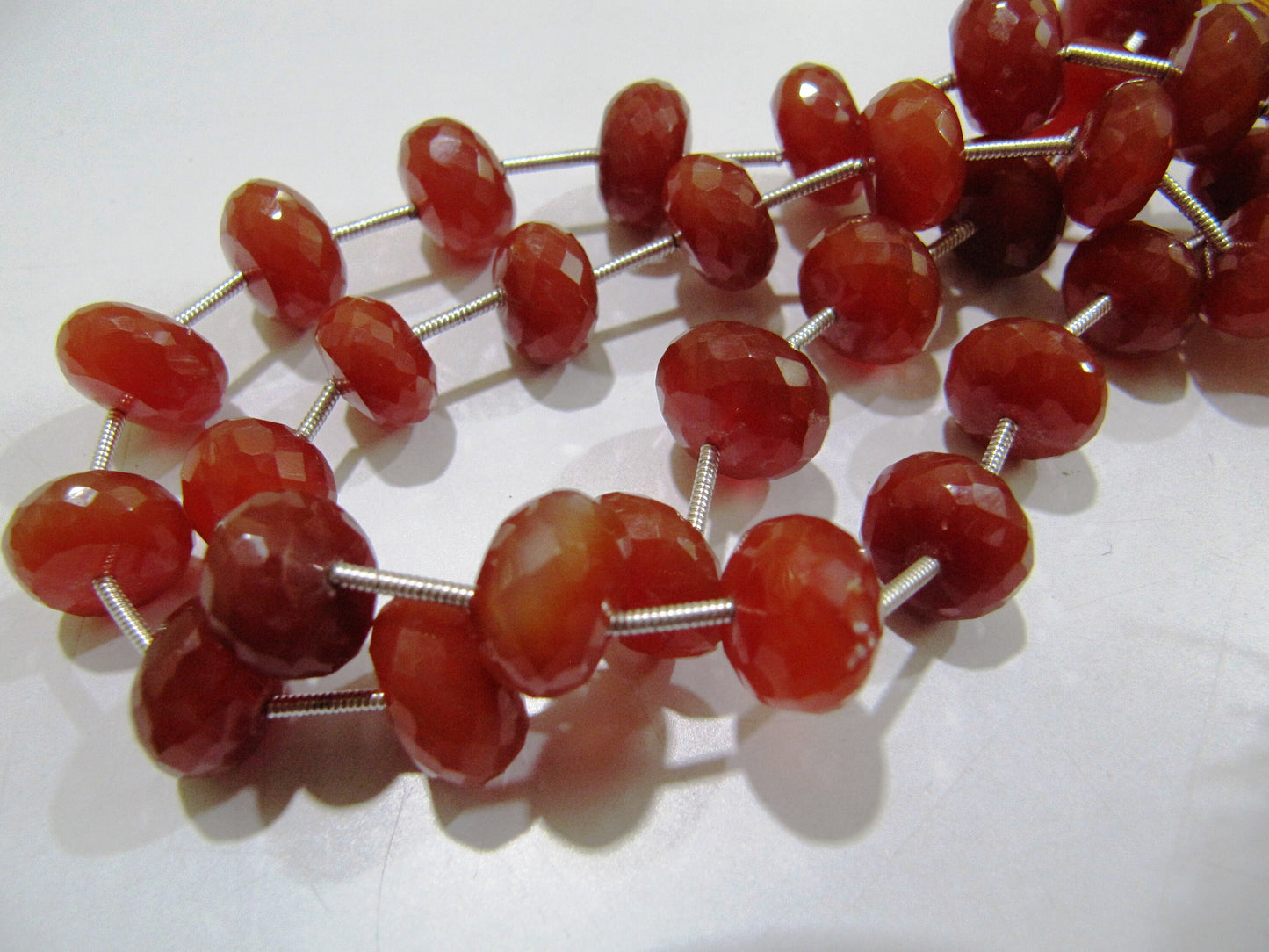 Top Quality Red Chalcedony 10 to 12mm Size Rondelle Faceted Beads Sold per strand of 9 inches long Red Onyx Gemstone Beads