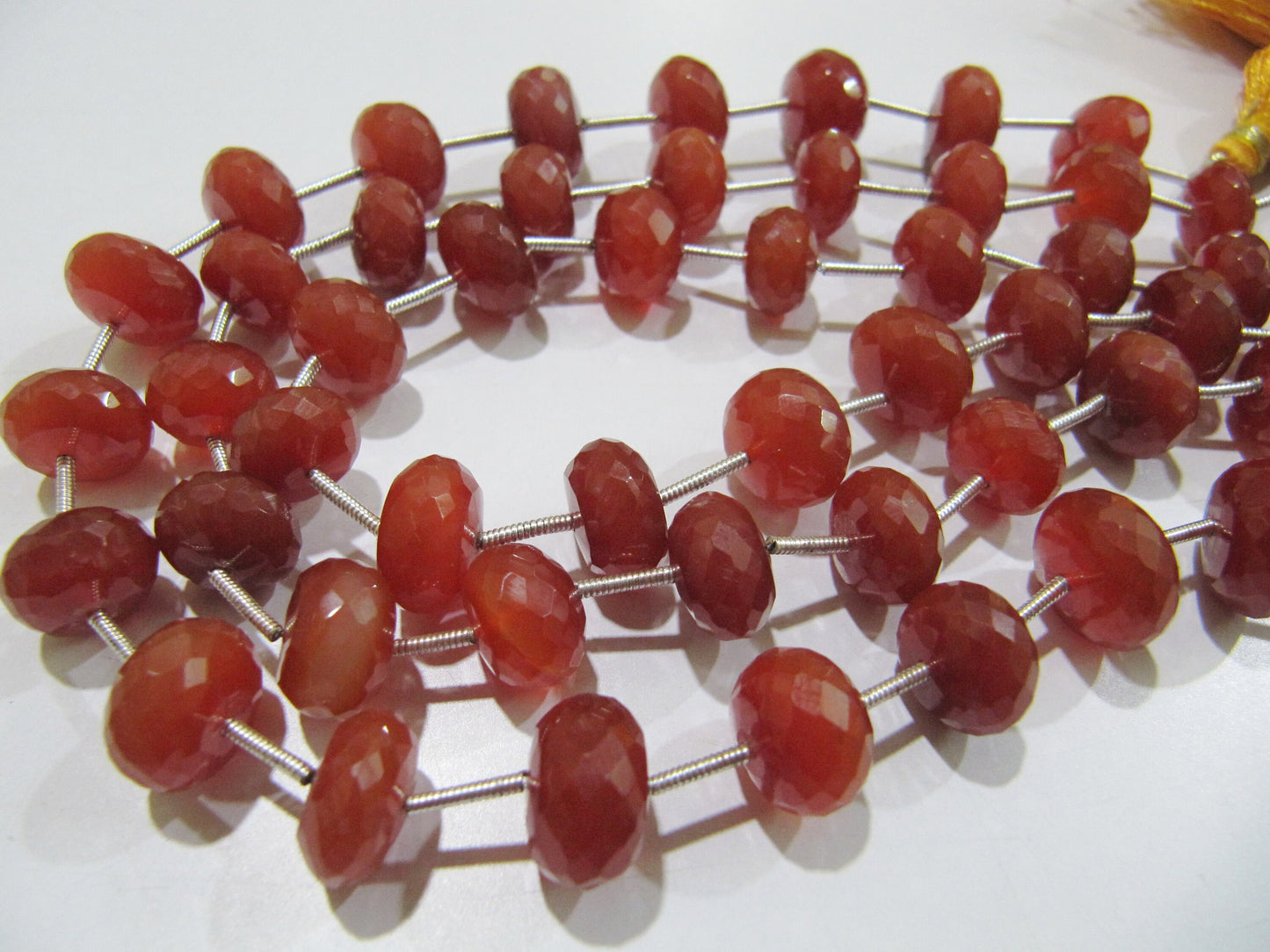 Top Quality Red Chalcedony 10 to 12mm Size Rondelle Faceted Beads Sold per strand of 9 inches long Red Onyx Gemstone Beads