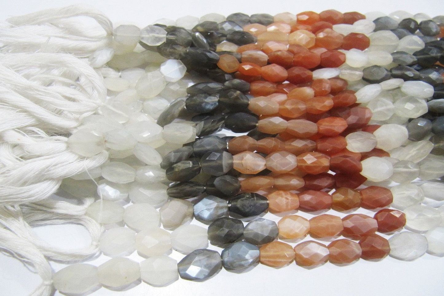 AAA Quality Natural Genuine Multi Moonstone Beads Oval Faceted Size 6x10mm To 8x12mm, Strand 13 inch long, Semi Precious Stone Beads