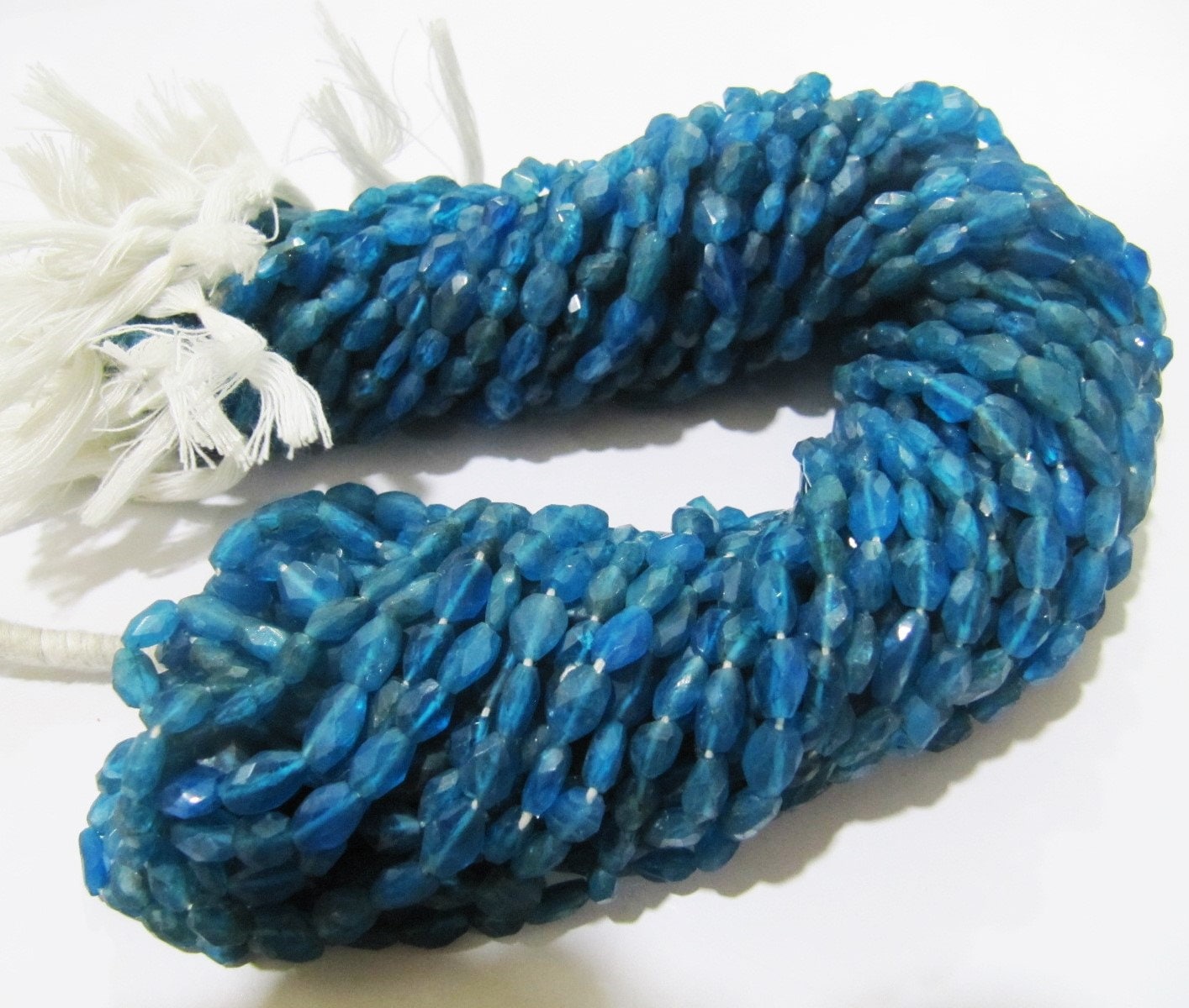 Natural Genuine Neon Apatite Gemstone Oval Faceted Beads Size Approx 4x6mm Natural Apatite Dark Blue Beads Strands 13 inches Long