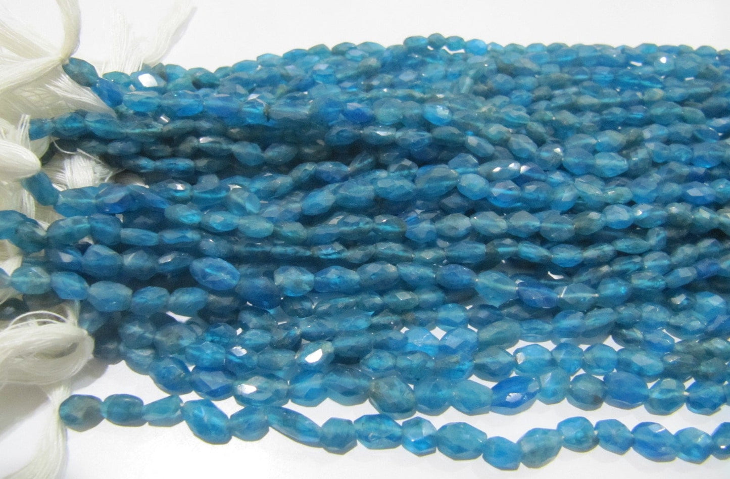 Natural Genuine Neon Apatite Gemstone Oval Faceted Beads Size Approx 4x6mm Natural Apatite Dark Blue Beads Strands 13 inches Long