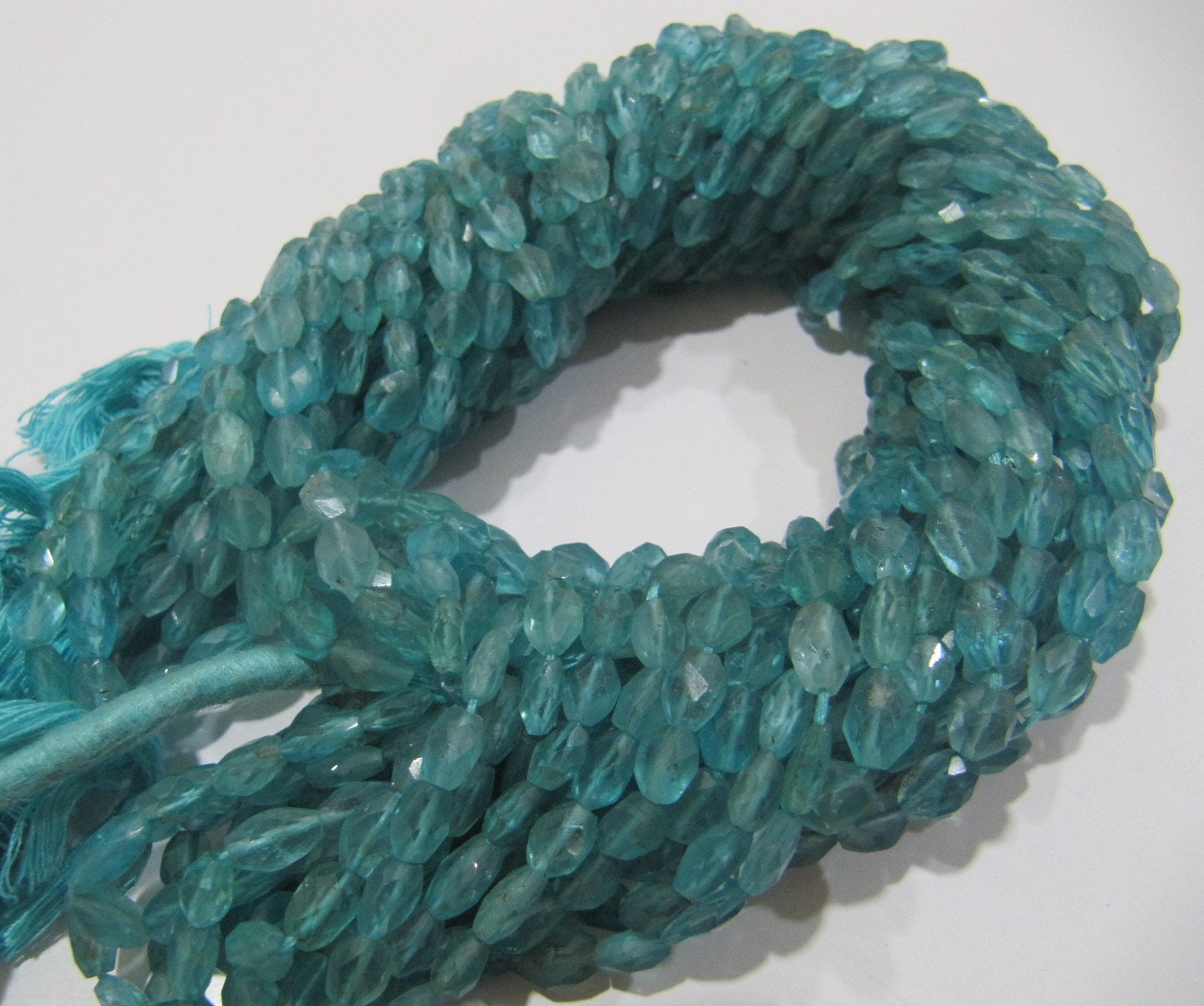 Natural Genuine Blue Apatite Gemstone Oval Faceted Beads Size Approx 4x6mm Blue Apatite  Beads Strands 13 inches Long Wholesale Prices