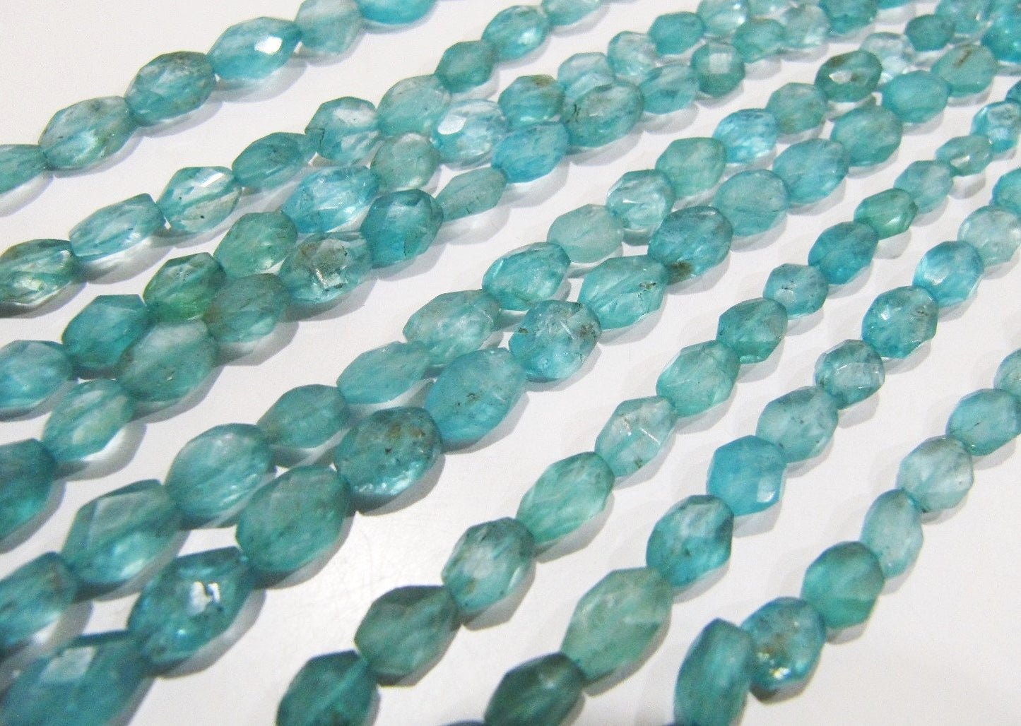 Natural Genuine Blue Apatite Gemstone Oval Faceted Beads Size Approx 4x6mm Blue Apatite  Beads Strands 13 inches Long Wholesale Prices