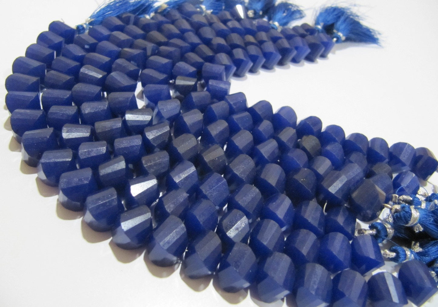 Natural Blue Sapphire Twisted Briolette Beads 9 to 10 mm Sold Per Strand of 10 inches long in Wholesale Rates Twisted Shape Stone Beads