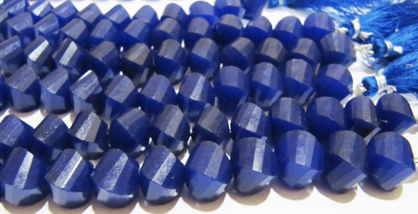 Natural Blue Sapphire Twisted Briolette Beads 9 to 10 mm Sold Per Strand of 10 inches long in Wholesale Rates Twisted Shape Stone Beads