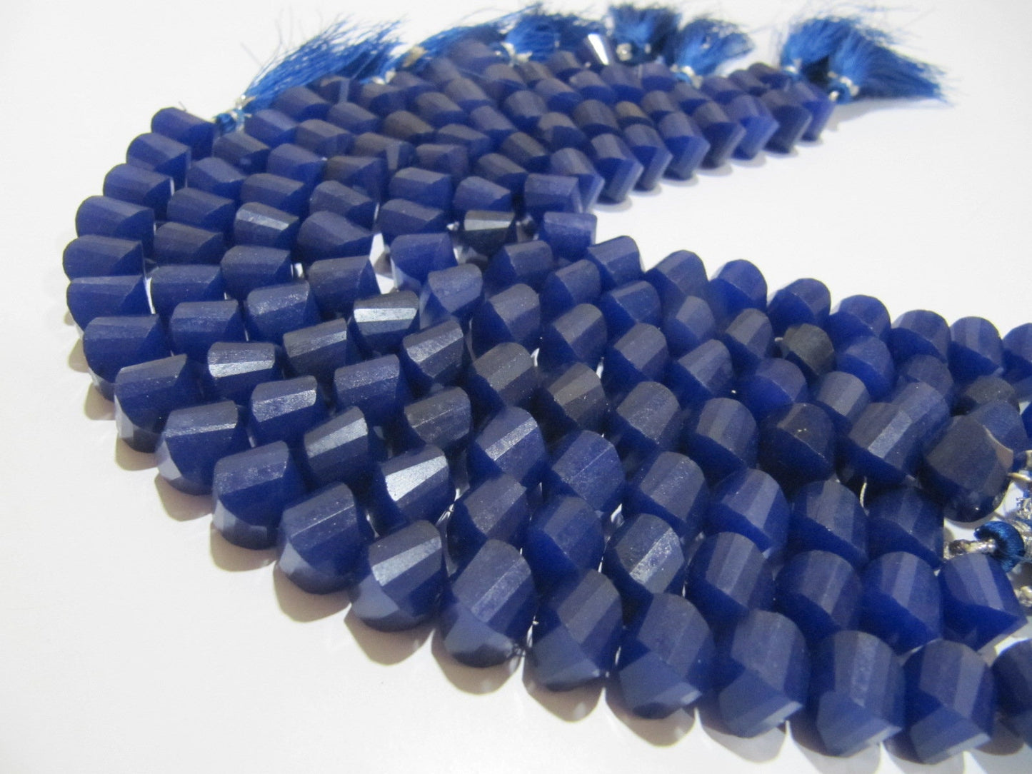Natural Blue Sapphire Twisted Briolette Beads 9 to 10 mm Sold Per Strand of 10 inches long in Wholesale Rates Twisted Shape Stone Beads