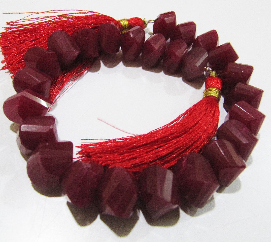 Natural Ruby Twisted Briolette Beads Size 9 to 10 mm Sold Per Strand Length 10 inches long Red Color Twisted Shape Gemstone Beads