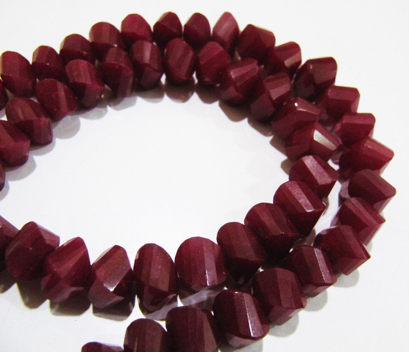 Natural Ruby Twisted Briolette Beads Size 9 to 10 mm Sold Per Strand Length 10 inches long Red Color Twisted Shape Gemstone Beads