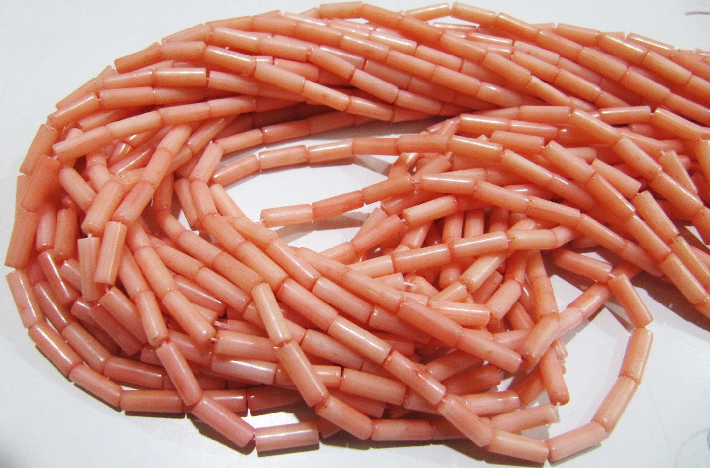 Amazing Pink Coral Italian Tubelite Shape Beads Size 3x9mm Approximately Sold per Strand of 14 Inches Long Smooth Pink Coral Beads