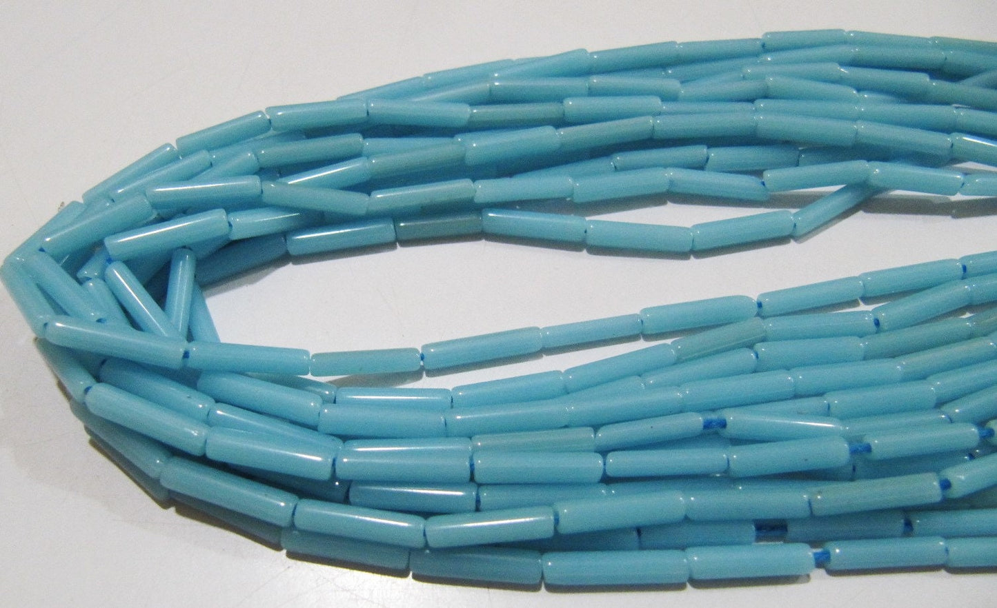 Sky Blue Coral Italian Tubelite Shape Beads Size 3x12mm Approximately Sold per Strand of 16 Inches Long Smooth Sky Coral Beads