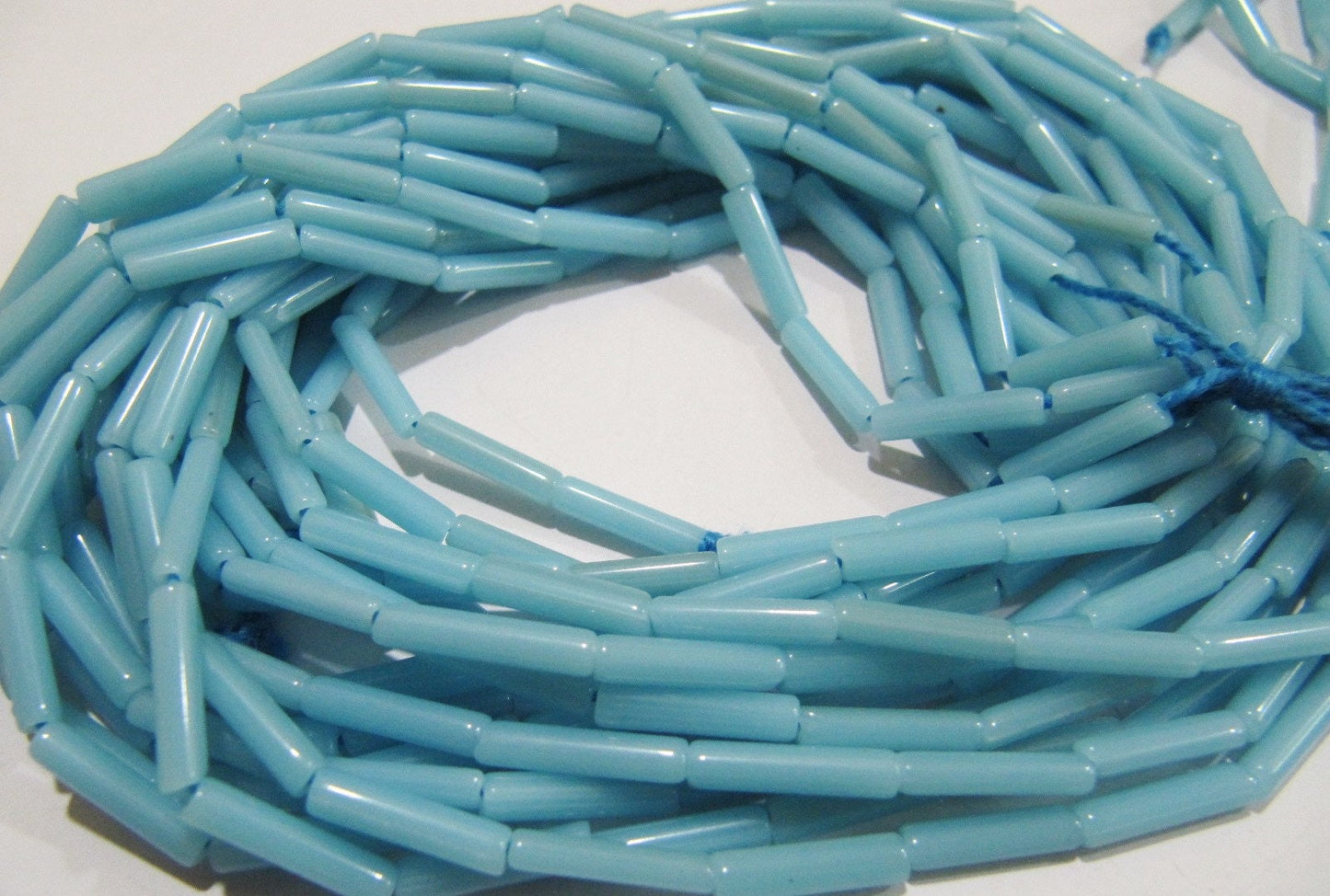 Sky Blue Coral Italian Tubelite Shape Beads Size 3x12mm Approximately Sold per Strand of 16 Inches Long Smooth Sky Coral Beads