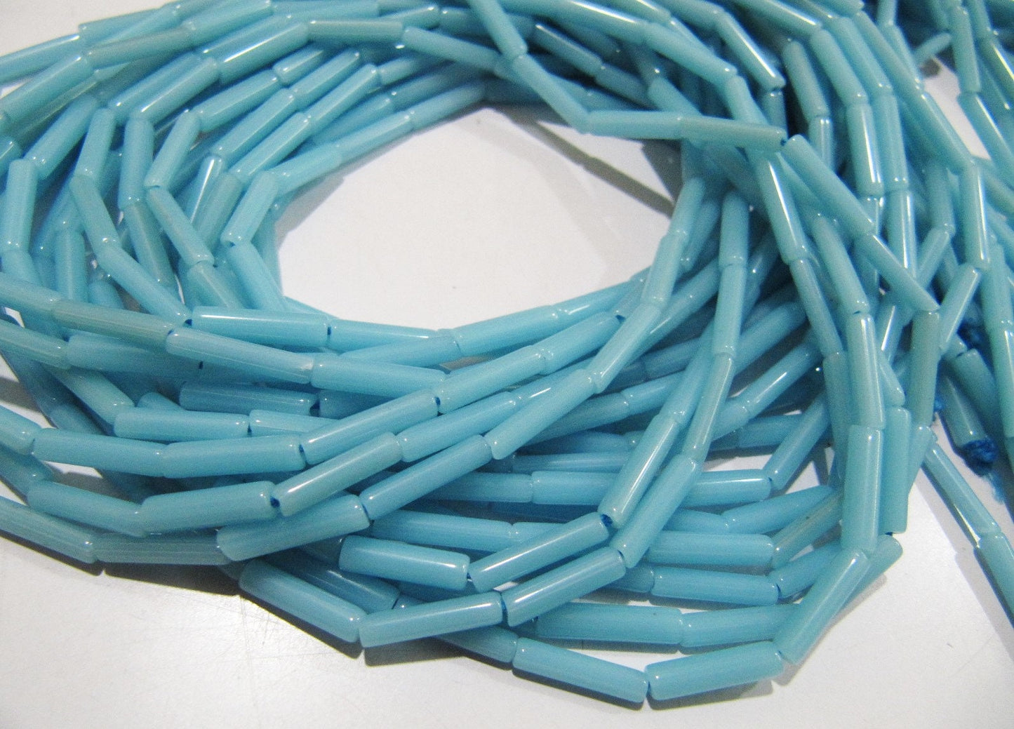 Sky Blue Coral Italian Tubelite Shape Beads Size 3x12mm Approximately Sold per Strand of 16 Inches Long Smooth Sky Coral Beads